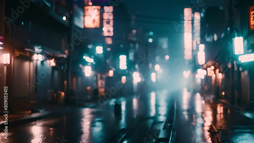 City Street at Night in the Rain Generative AI photo