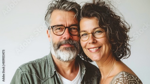 mid-aged loving couple, man and woman showing their deep feelings for each other photo