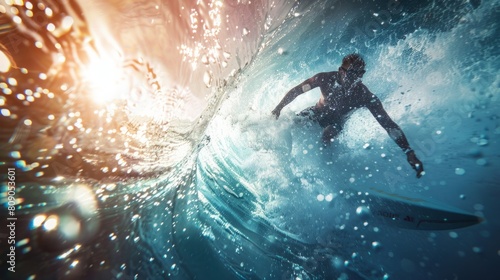 A man skillfully rides a wave on top of a surfboard in the ocean.