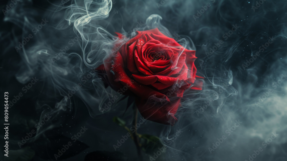 Red rose enveloped in smoke Red rose enveloped in smoke