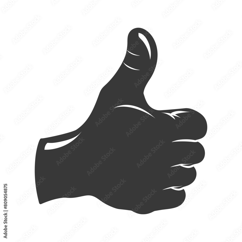 Silhouette thumb up like or agree logo symbol black color only