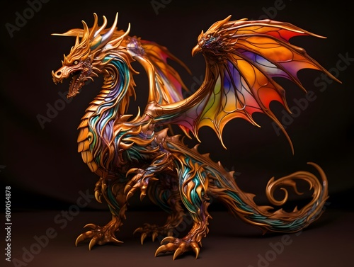 dragon 3d render isolated on a black background with clipping path.