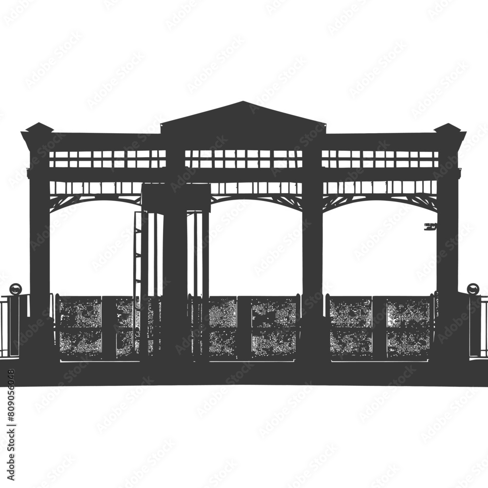 Fototapeta premium Silhouette toll road gate black color only