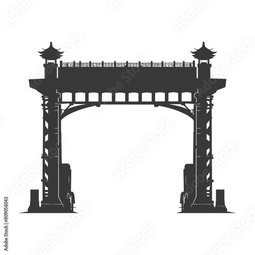 Silhouette toll road gate black color only photo