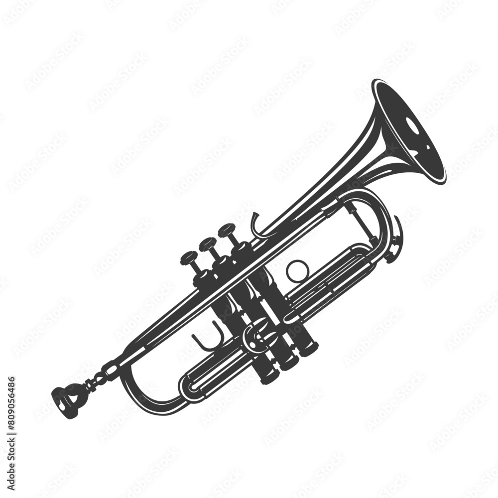 Naklejka premium Silhouette trumpet black color only