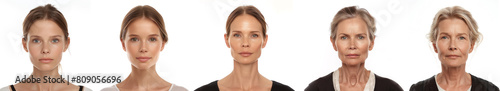 woman in deferent age and stages of life, women in one family in various generations, ageing cycle aging process of Caucasian blond beautiful woman