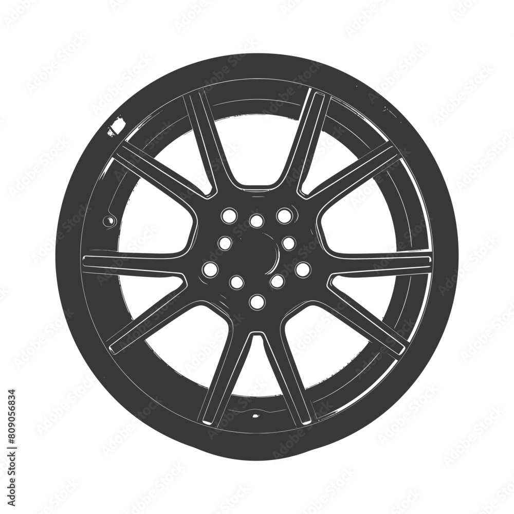 Obraz premium Silhouette velg rim tire for car black color only