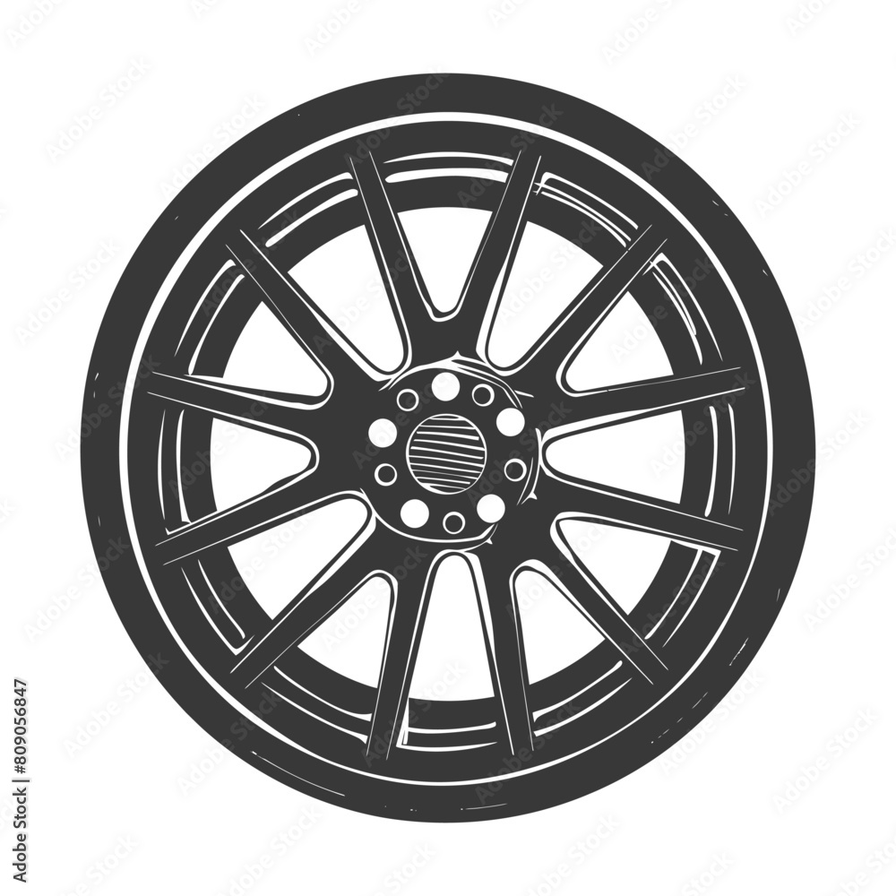 Obraz premium Silhouette velg rim tire for car black color only