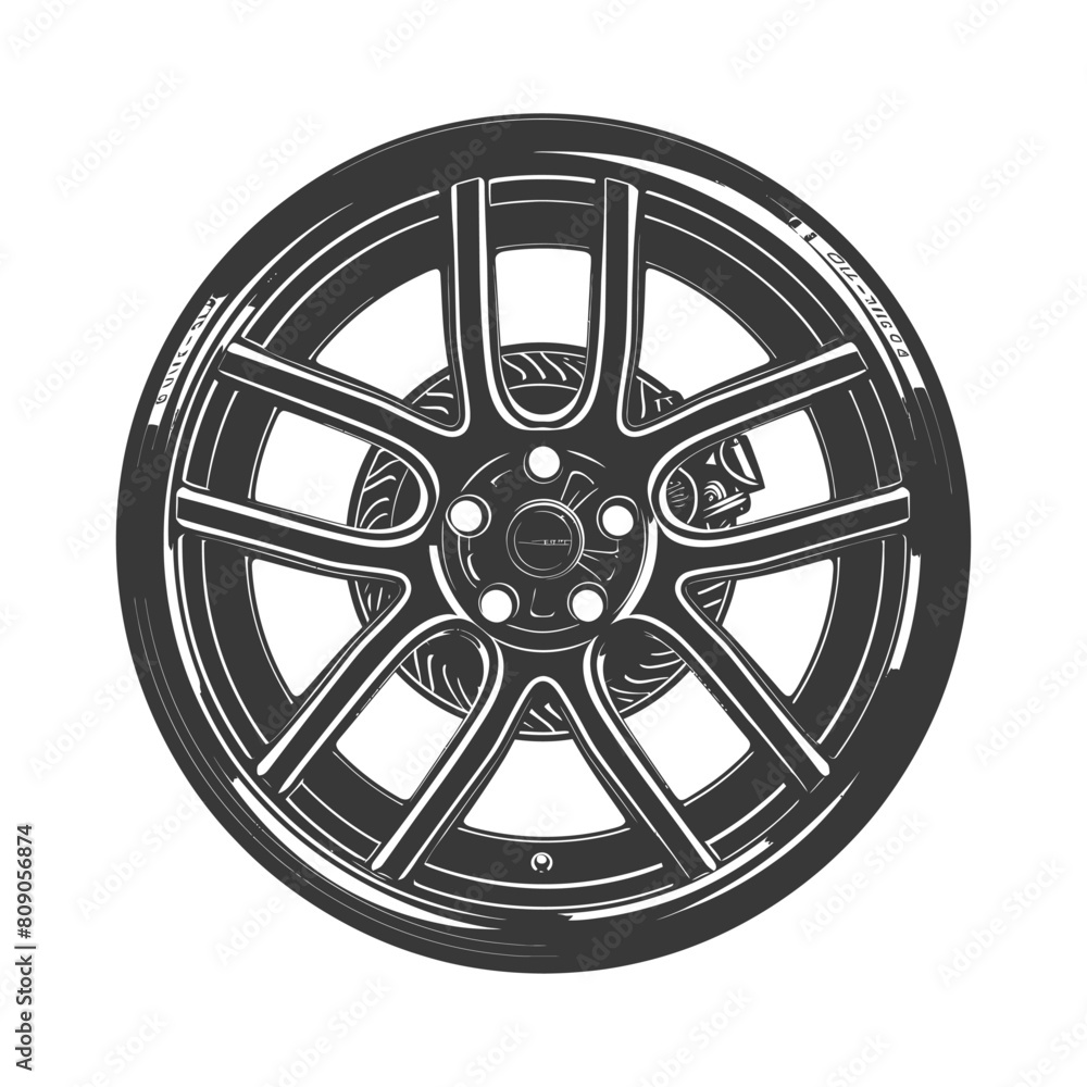 Obraz premium Silhouette velg rim tire for car black color only