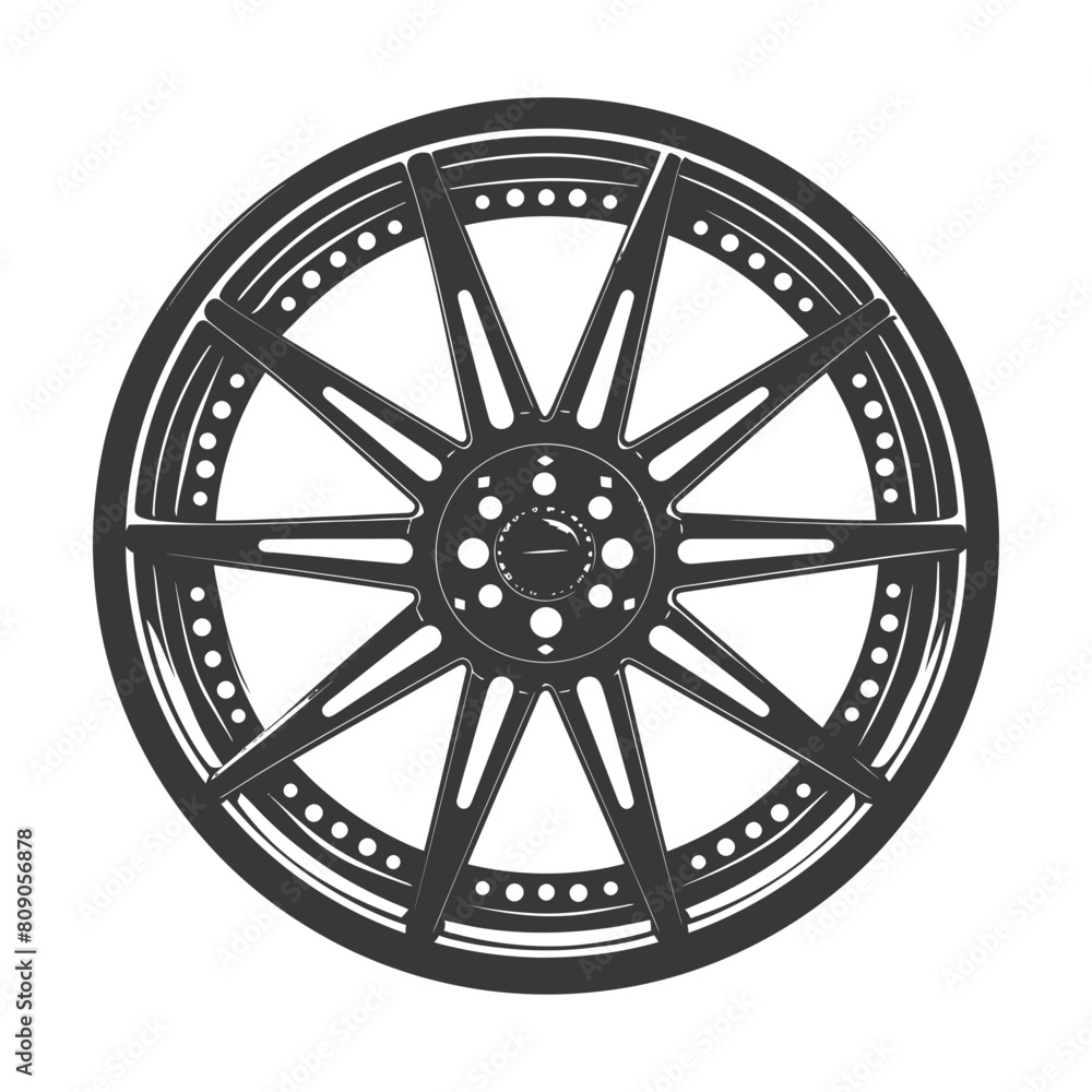 Obraz premium Silhouette velg rim tire for car black color only