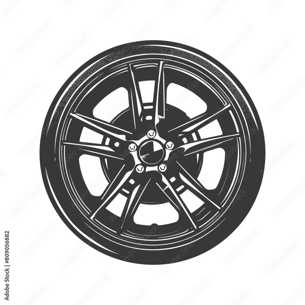 Fototapeta premium Silhouette velg rim tire for car black color only