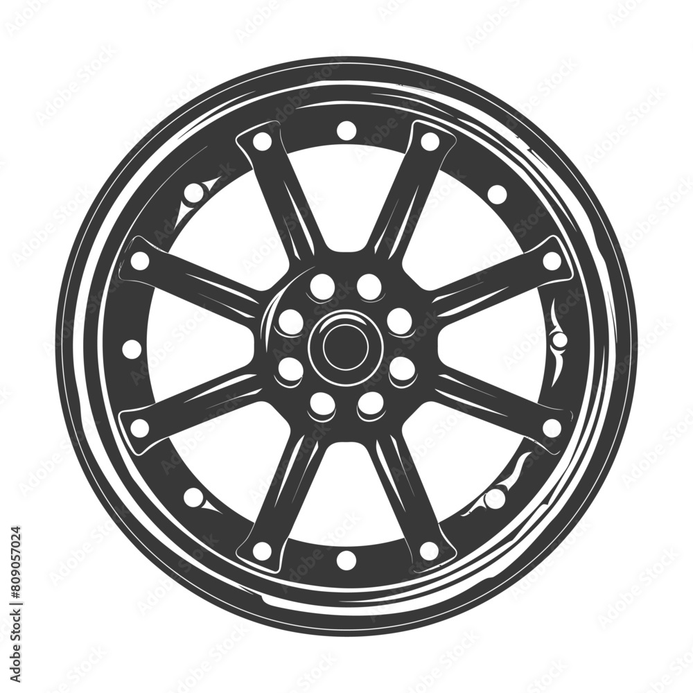 Obraz premium Silhouette velg rim tire for car black color only