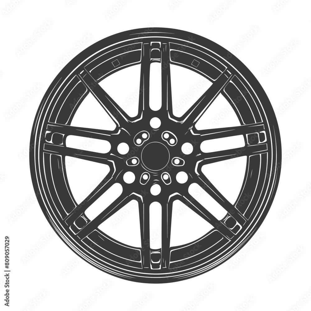Obraz premium Silhouette velg rim tire for car black color only