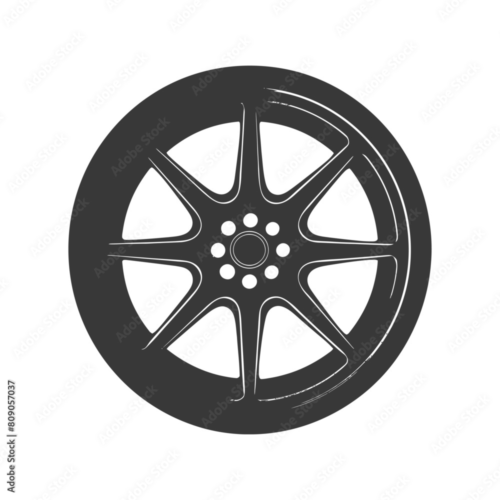 Obraz premium Silhouette velg rim tire for car black color only