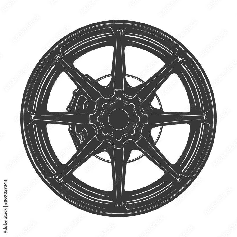 Obraz premium Silhouette velg rim tire for car black color only