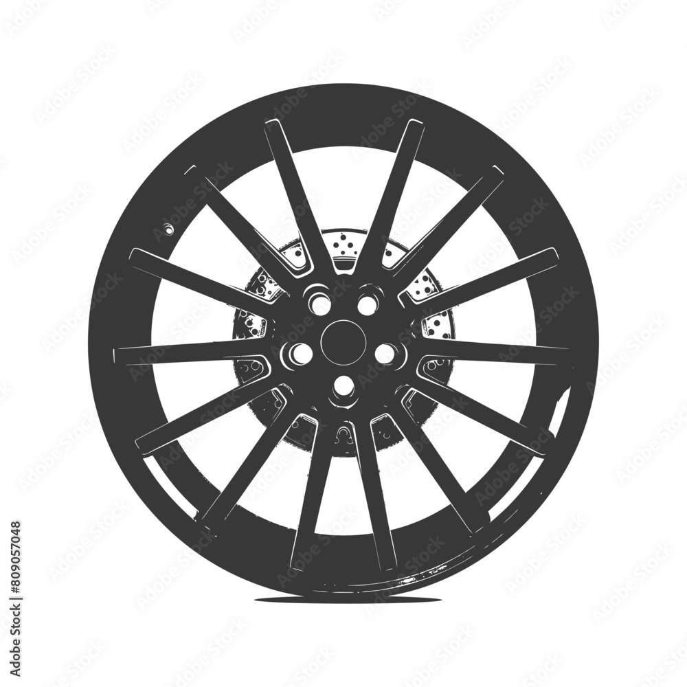 Obraz premium Silhouette velg rim tire for car black color only