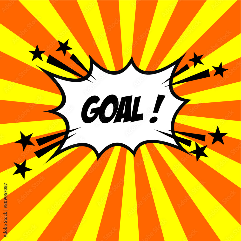 Goal Comic Speech Bubble on sunburst background Goal Comic Speech Bubble on sunburst background