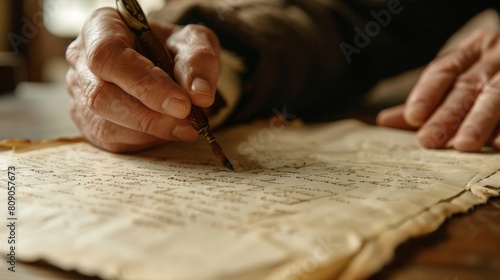 Handwriting Expert looking at the document
