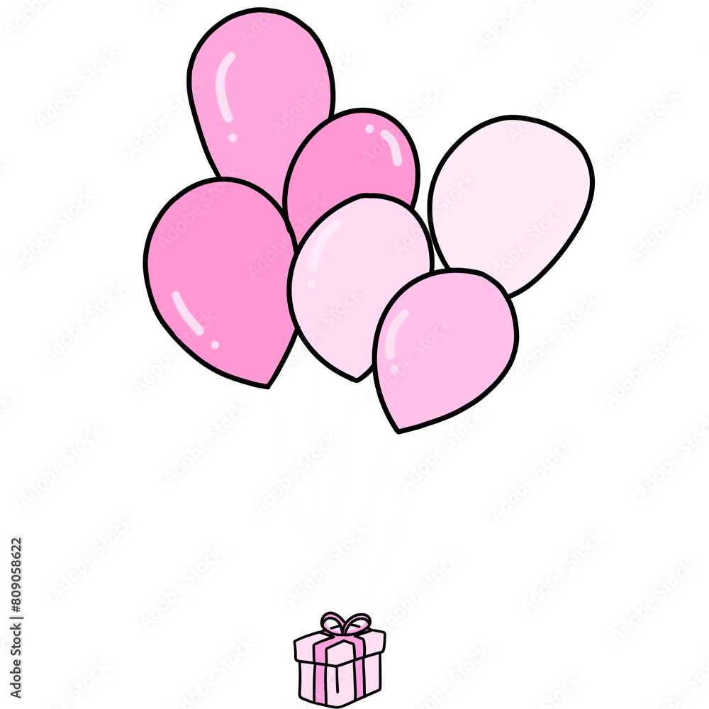 Balloons with gift box