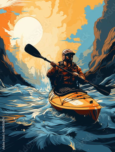 there is a man in a kayak on a river © Tasfia Ahmed