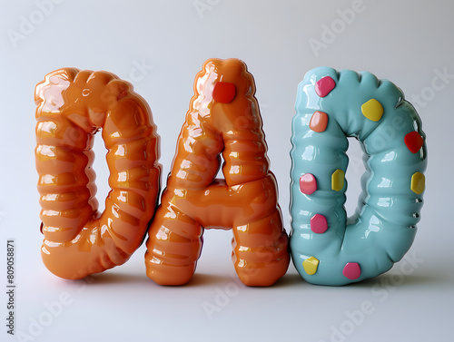 The word \"DAD\" is spelled out in colorful, glossy, 3D letters. father's day