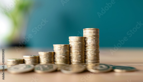 Wallpaper Mural A stack of coins with the word percent on them by AI generated image Torontodigital.ca