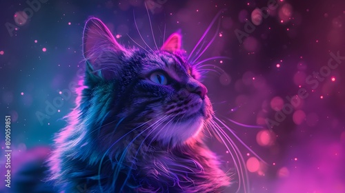 Ethereal Feline Dance Beneath the Shimmering Celestial Cosmos