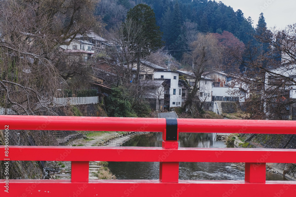 Nakabashi Bridge The Red Bridge of Takayama Japan Nakabashi Bridge The Red Bridge of Takayama Japan