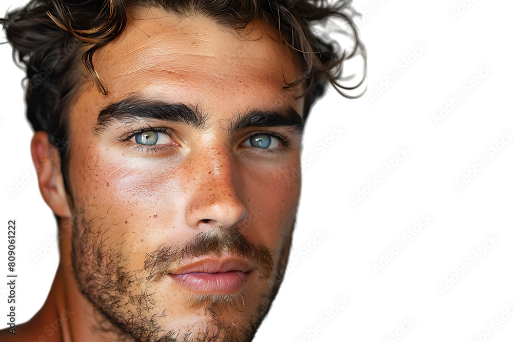 Portrait of handsome brunette man on isolated transparent background Portrait of handsome brunette man on isolated transparent background