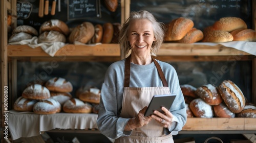 The Smiling Baker with Tablet photo