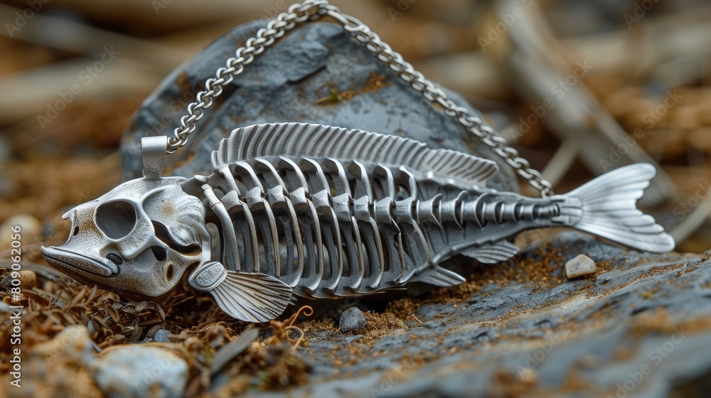 Silver fish skeleton shape