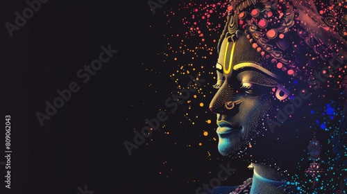 Illustration of Lord Krishna in a colorful and artistic style photo