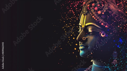 Illustration of Lord Krishna in a colorful and artistic style