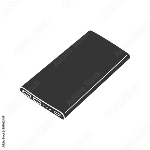 Power Bank Icon Silhouette Illustration. Gadgets Vector Graphic Pictogram Symbol Clip Art. Doodle Sketch Black Sign.
