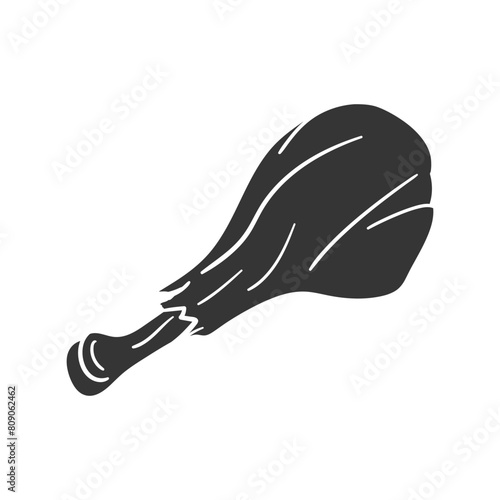 Poultry Leg Icon Silhouette Illustration. Food Vector Graphic Pictogram Symbol Clip Art. Doodle Sketch Black Sign.