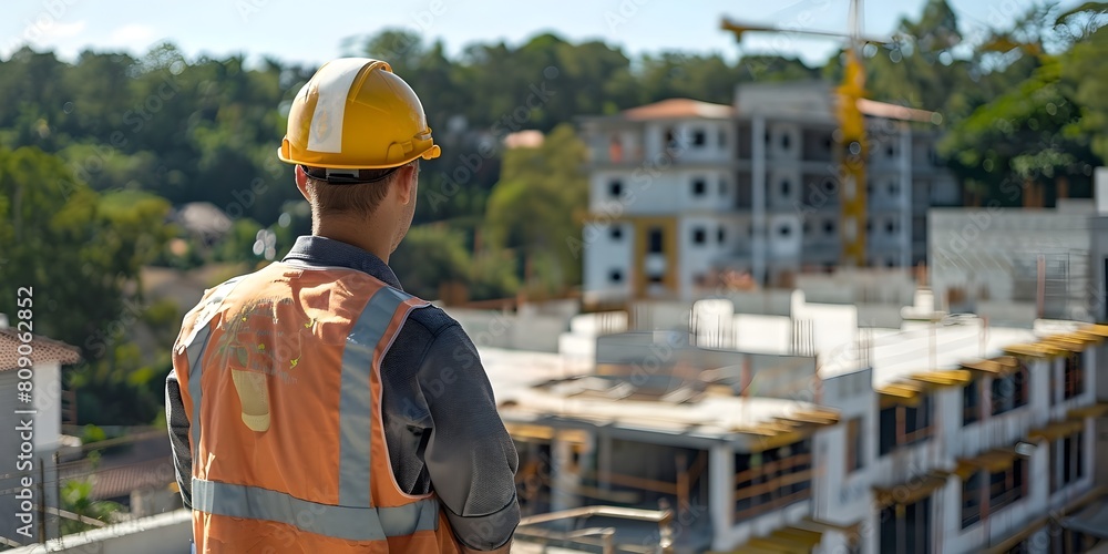 Construction Site Safety Inspection by Protective Gear Wearing Engineer Construction Site Safety Inspection by Protective Gear Wearing Engineer