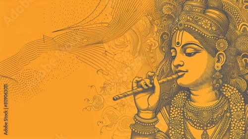 Illustration of Lord Krishna in a colorful and artistic style