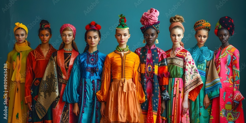 Diverse Fashion Show Celebrating Traditional Attire from Around the World with Vibrant Colors and Patterns