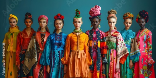 Diverse Fashion Show Celebrating Traditional Attire from Around the World with Vibrant Colors and Patterns