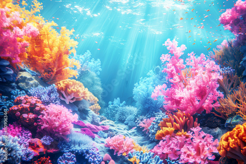 Dance of Light: Vibrant Coral Reef Under Sunlit Waters © Jane_S