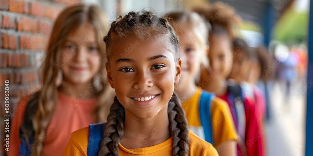 Fototapeta premium Diverse Students Participating in Multicultural School Exchange Program Embracing Differences and Fostering Inclusive Learning