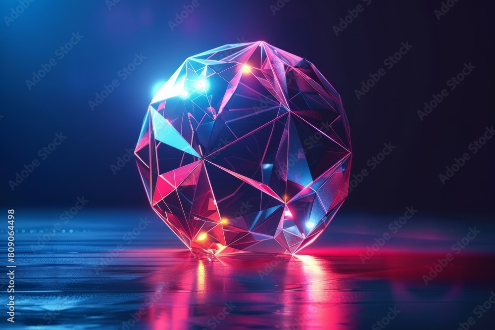 digital ball of glowing 3d triangular polygons digital ball of glowing 3d triangular polygons
