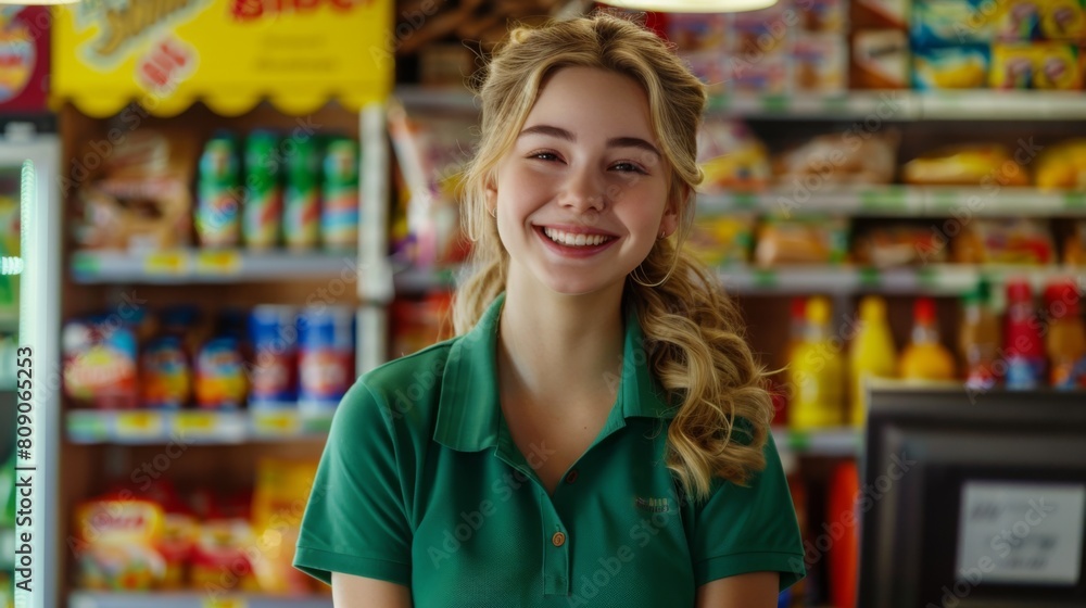 A Smiling Employee at Supermarket