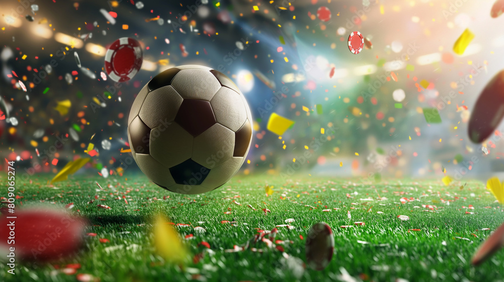 Fototapeta premium Celebration on the Soccer Field. Generative AI