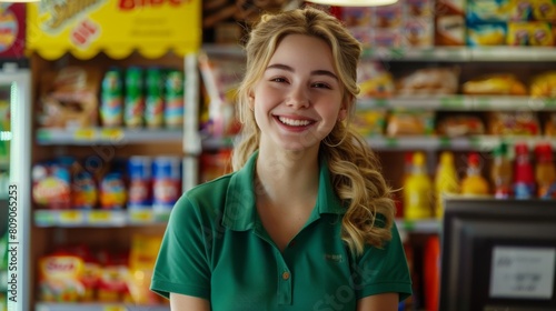 A Smiling Employee at Supermarket