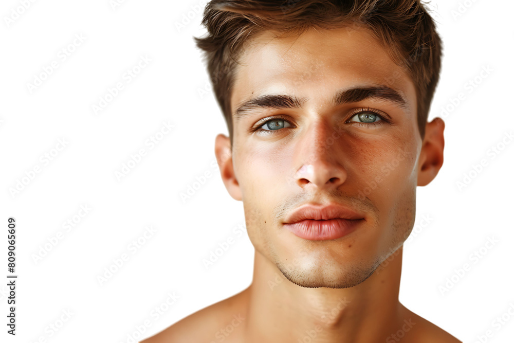 Portrait of handsome brunette man on isolated transparent background Portrait of handsome brunette man on isolated transparent background