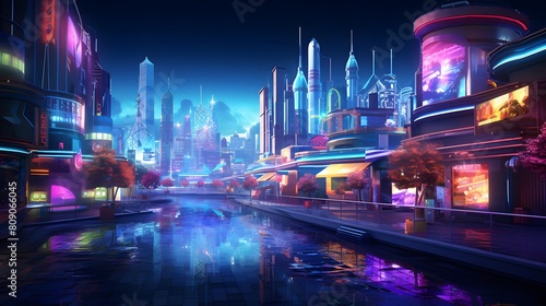 night scene of shanghai,china.3d rendering