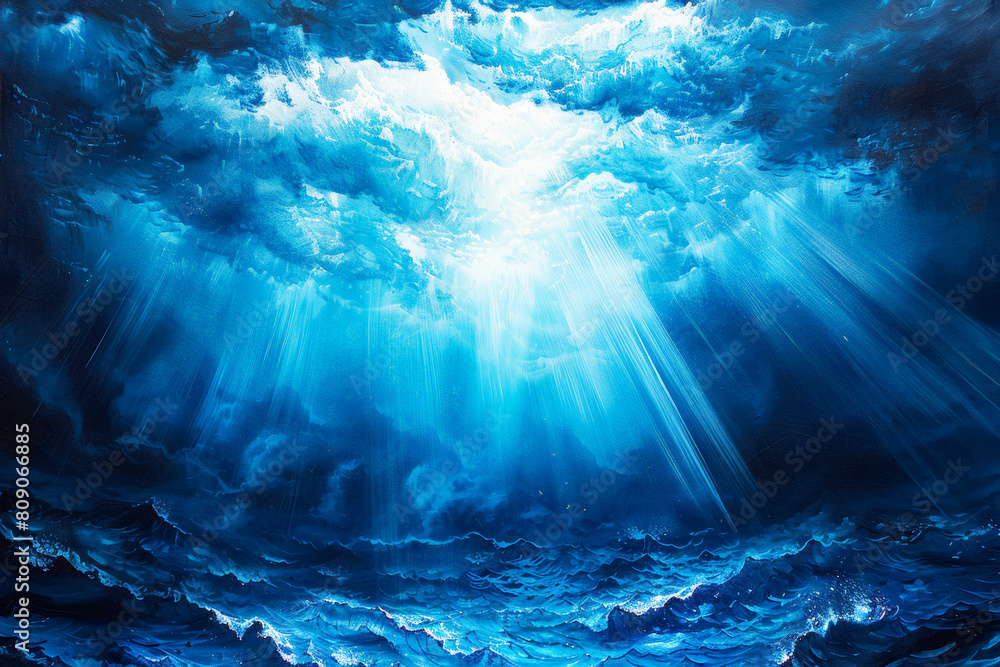 Dance of Light: A Serene Blue Ocean
