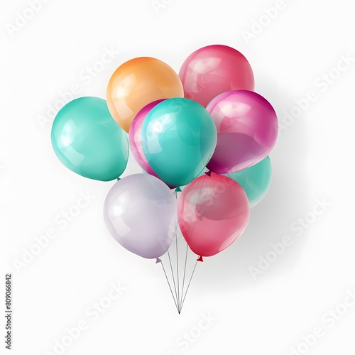Colorful balloons isolated on white background. Generative AI.