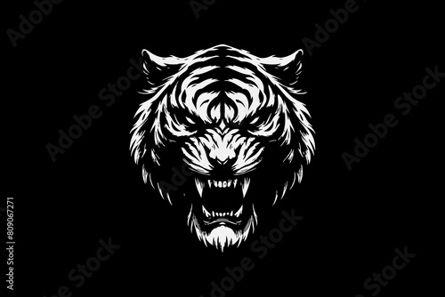 illustration of tiger with dark art vector template